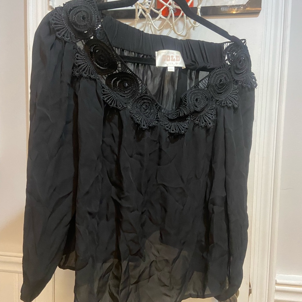 Stone Cold Fox Black Top with Lace Accents
